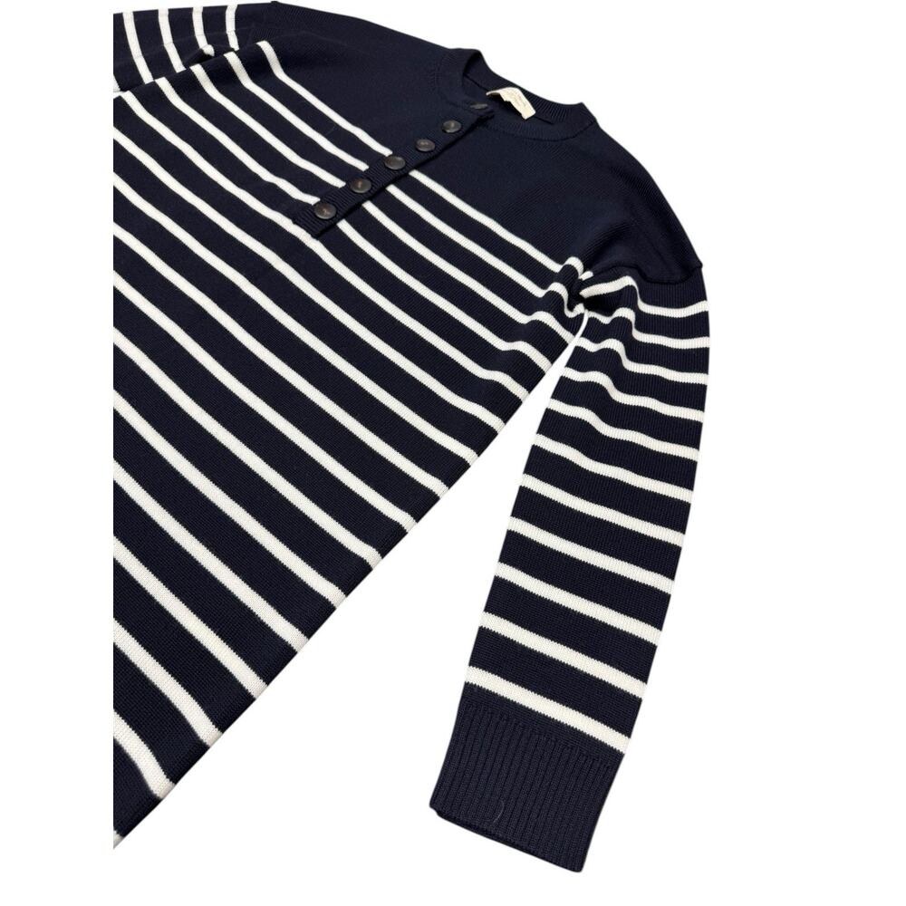 Sezane Evelyn Navy White Striped Merino Wool Sweater Dress XS Knit - Picture 6 of 9